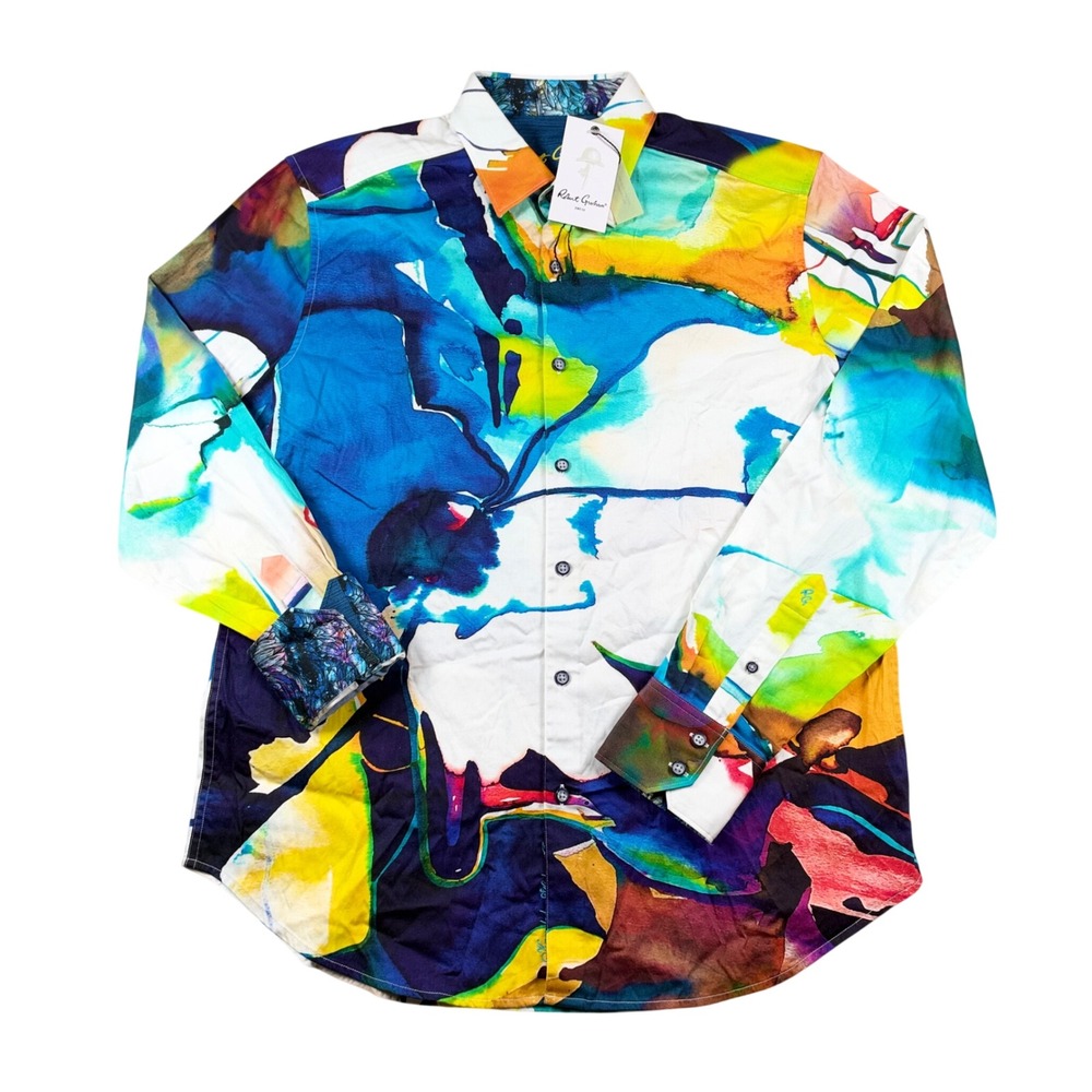 NEW Robert Graham Button Down Mens M Multi Lava Lamp Abstract Print